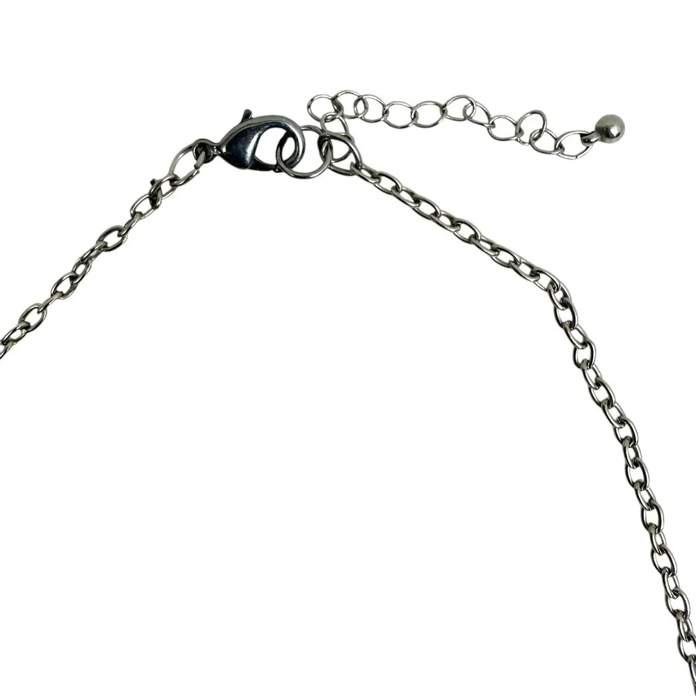 Statement Necklace Turquoise Beaded Bib Chunky Silver Tone Chain Jewelry 20 in
